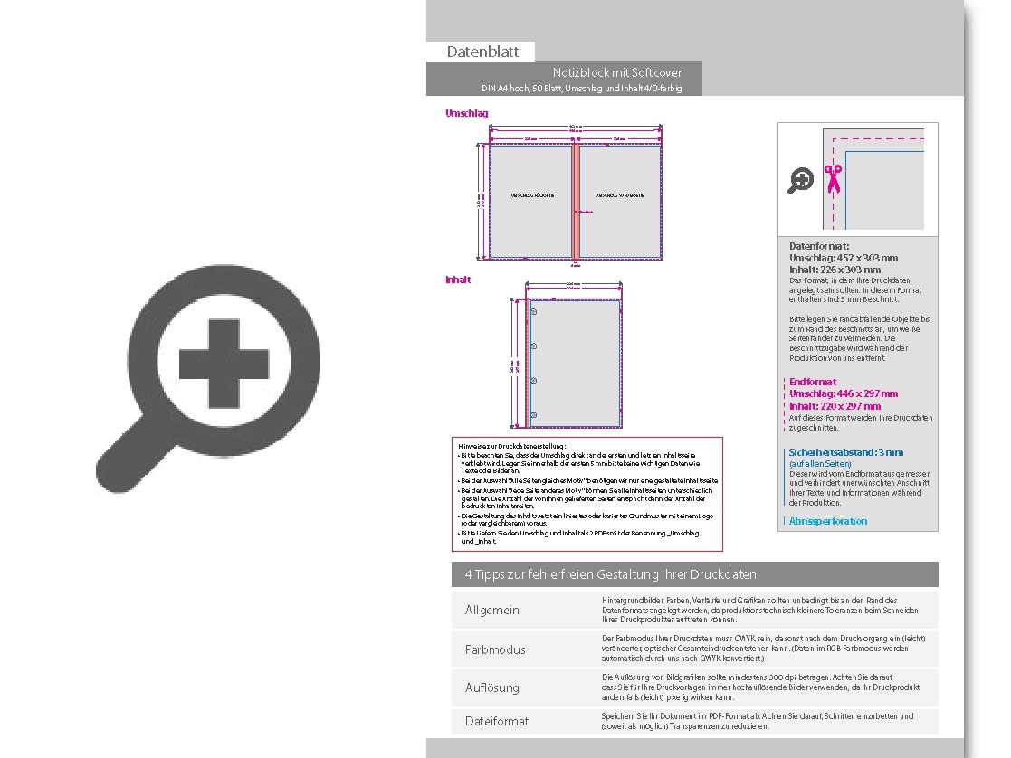 Product Bild block_mit_softcover__din_a4_hoch__50_blatt__umschlag_und_inhalt_4_0-farbig_cmyk_einseitig_bedruckt