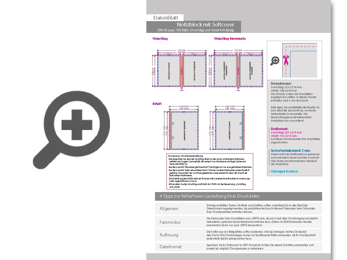 Product Bild block_mit_softcover__din_a5_quer__100_blatt__umschlag_und_inhalt_4_4-farbig_cmyk_beidseitig_bedruckt